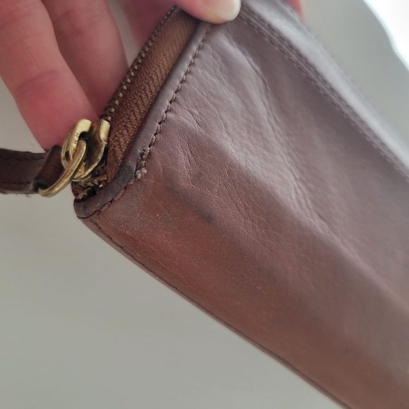 Fossil Tiegan Leather Clutch Wallet Brown Zip Around Wallet Womens Billfold - Picture 7 of 7